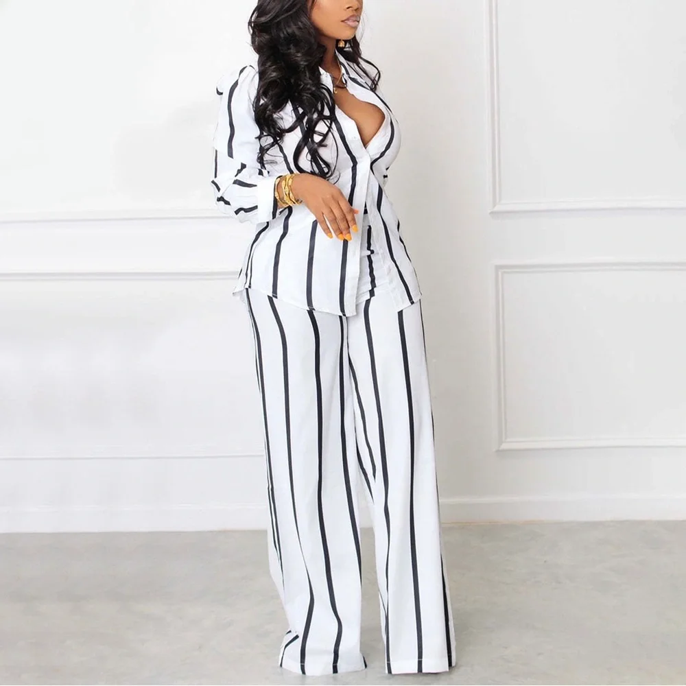 Striped Black and White Women's Pants - Picture 1 of 3